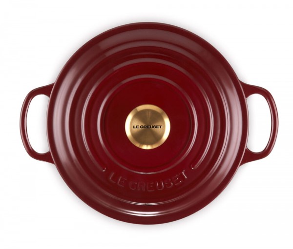 Le Creuset Bräter Signature Rund Gusseisen Garnet (Rhone) Bordeaux-Rot
