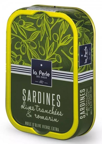 La Perle des Dieux Sardinen mit zweierlei Oliven und Rosmarin - Dose 115 g