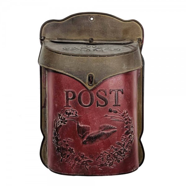 Briefkasten POST Zink Rot Postkasten mit Brieftaube Vintage Landhausstil