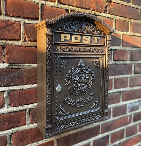 Briefkasten POST Landhausstil Braun Wandbriefkasten Metall Antik-Stil