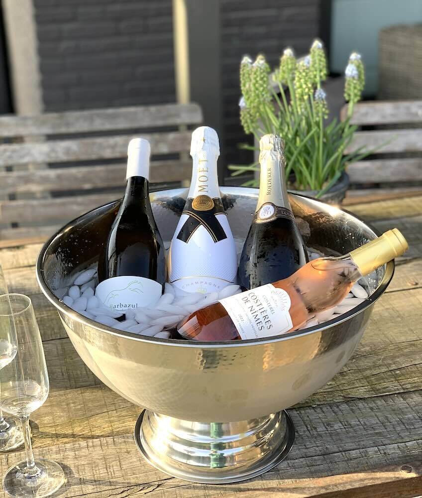 Edler Sektkühler Schale Champagnerkühler Weinkühler Edelstahl Hammerschlag 40 cm Edler Sektkühler Schale Champagnerkühler Weinkühler Edelstahl Hammerschlag 40 cm