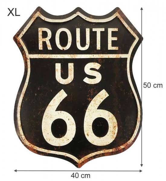Blechschild ROUTE 66 US Groß Retro Vintage Deko XL Highway Geprägt 40 x 50 cm