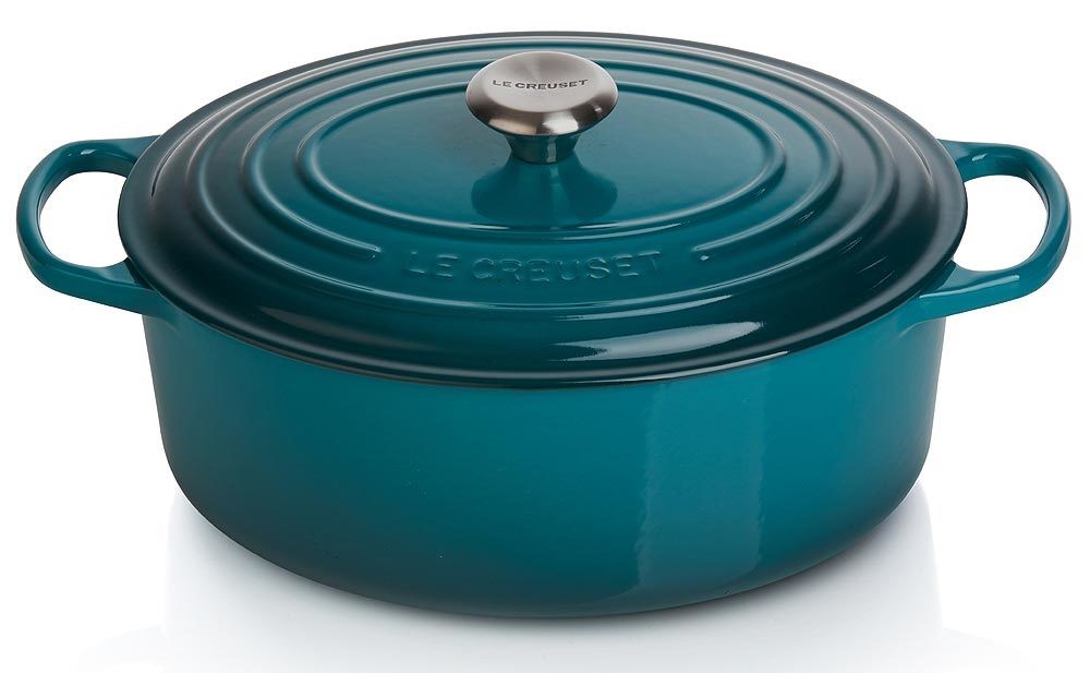 Le Creuset Bräter Signature Oval Gusseisen Deep Teal 33cm