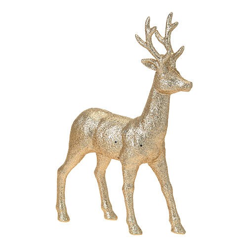 Dekofigur Rentier Gold Glitzer-Optik Weihnachten 33cm B Dekofigur Rentier Gold Glitzer-Optik Weihnachten 33cm B