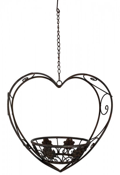 Hängekorb Herz Blumenkorb Pflanzenkorb Blumenampel Eisen Braun Antik-Stil
