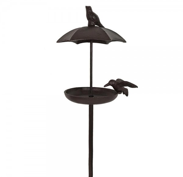 Vogeltränke Schirm Gartenstecker Vogelbad mit Dach Futterstation 112cm
