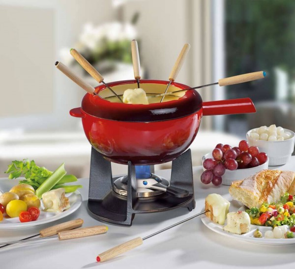 Spring Fondue-Set SAAS-FEE Gusseisen Rot 20 cm