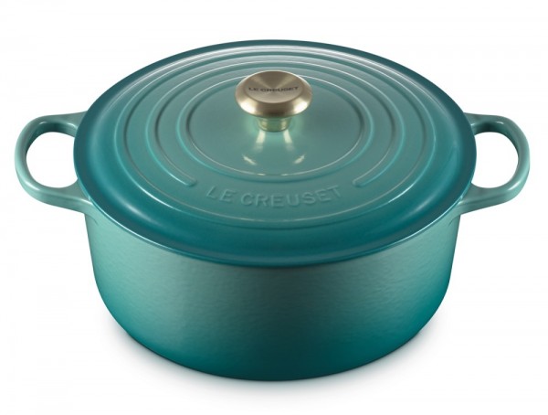 Le Creuset Bräter Signature Rund Gusseisen Bleu Riviera Blau