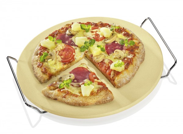 Küchenprofi Pizzastein rund mit Gestell 30cm