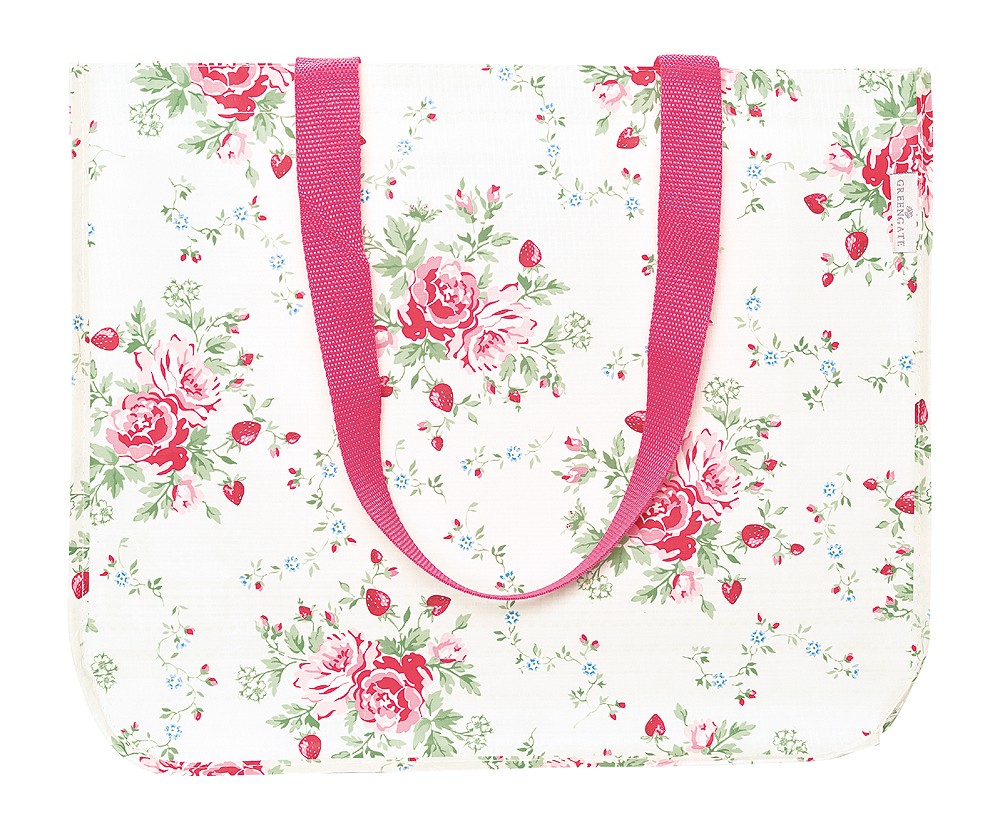 Greengate Shopper Bag Mary White Round Bottom Schoppingtasche Weiß Blumen