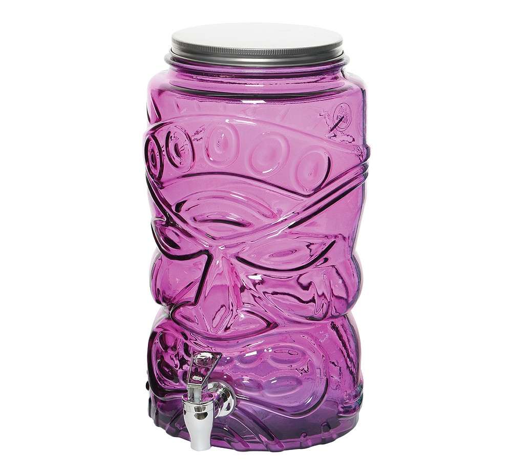 Getränkespender Tiki Bar Glas mit Zapfhahn 6l Hawaii Pink Wasserspender Groß Getränkespender Tiki Bar Glas mit Zapfhahn 6l Hawaii Pink Wasserspender Groß