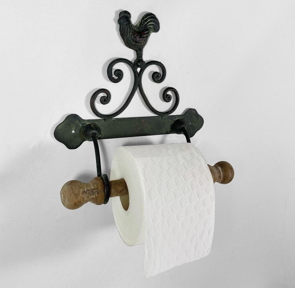 Toilettenpapierhalter Hahn Eisen Grün Country Landhausstil Vintage-Stil