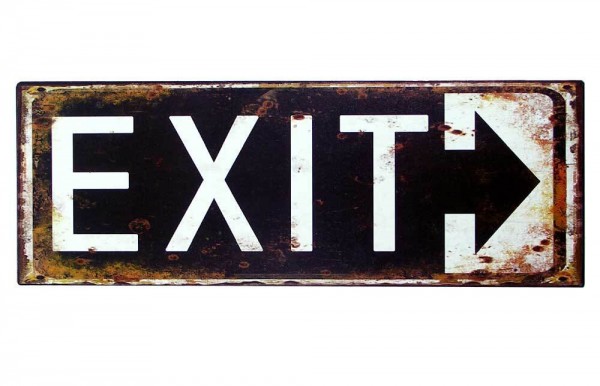 Blechschild EXIT Retro Vintage-Deko Wegweiser Pfeil Antik-Stil 36 x13 cm
