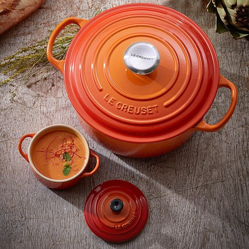Le Creuset Bräter Signature Rund Gusseisen Ofenrot 24cm