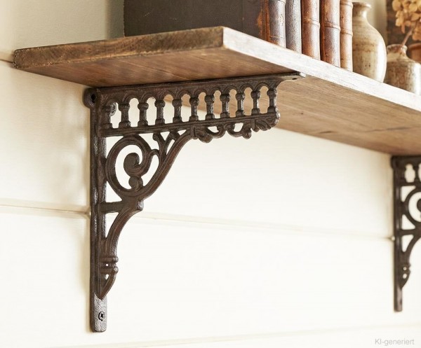 Regalträger Gründerzeit-Stil Regalhalter Regalwinkel Gusseisen Braun 23x27cm