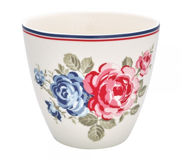 Greengate Latte Cup Hailey White Tasse Steingut Weiß Blumen