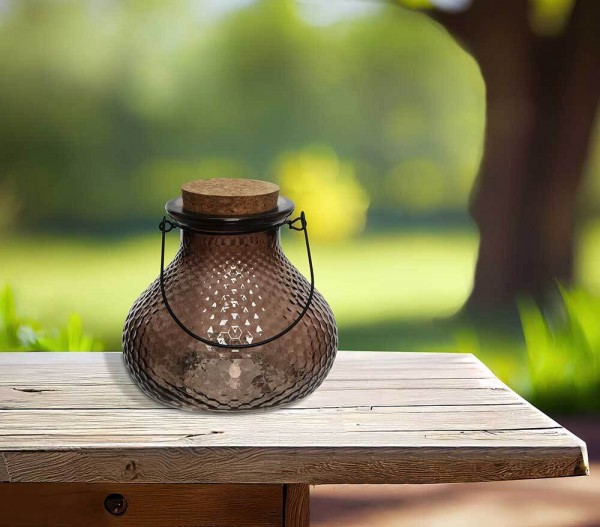 Wespenfalle Glas Taupe Braun zum Aufhängen Landhaus Insektenfalle Vintage-Stil 13cm