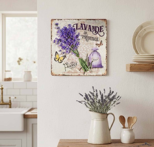 Blechschild Lavande de Provence Dekoschild Lavendel Nostalgie 30x30cm