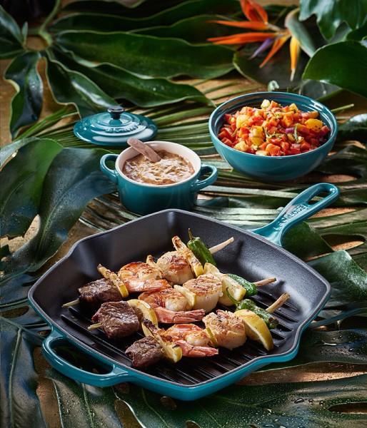 Le Creuset Grillpfanne Quadratisch Signature Gusseisen Deep Teal Petrol 26cm