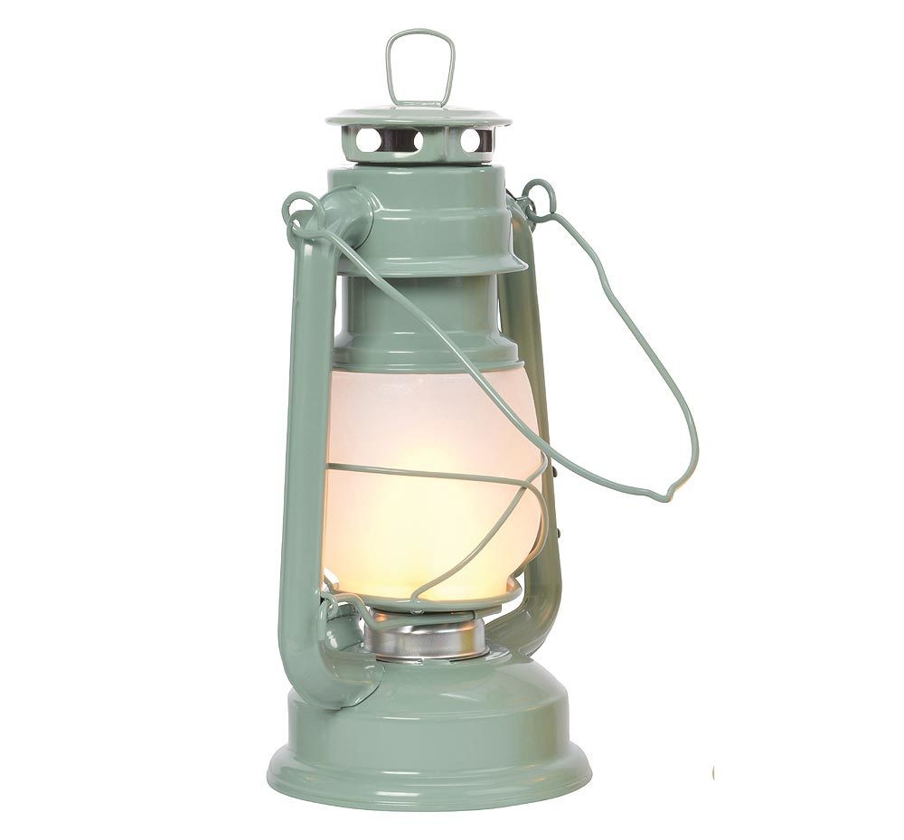 LED Sturmlaterne Sturmlampe Flammen-Effekt Timer Öllampe Vintage Hellgrün