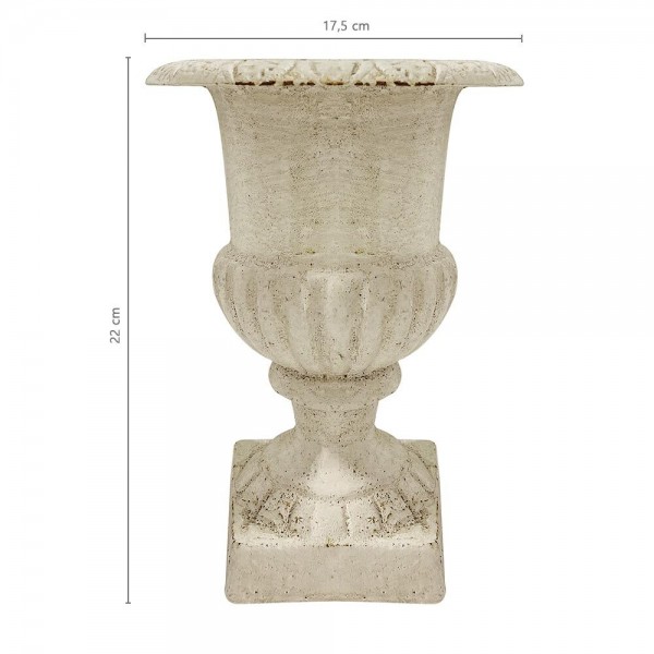 Französische Louvre Vase Amphore Gusseisen Schwer Antik-Stil Weiß 22cm