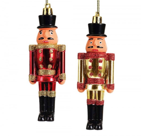 Christbaumschmuck Nußknacker 2 Stück Nussknacker Husar Rot Gold Weihnachten