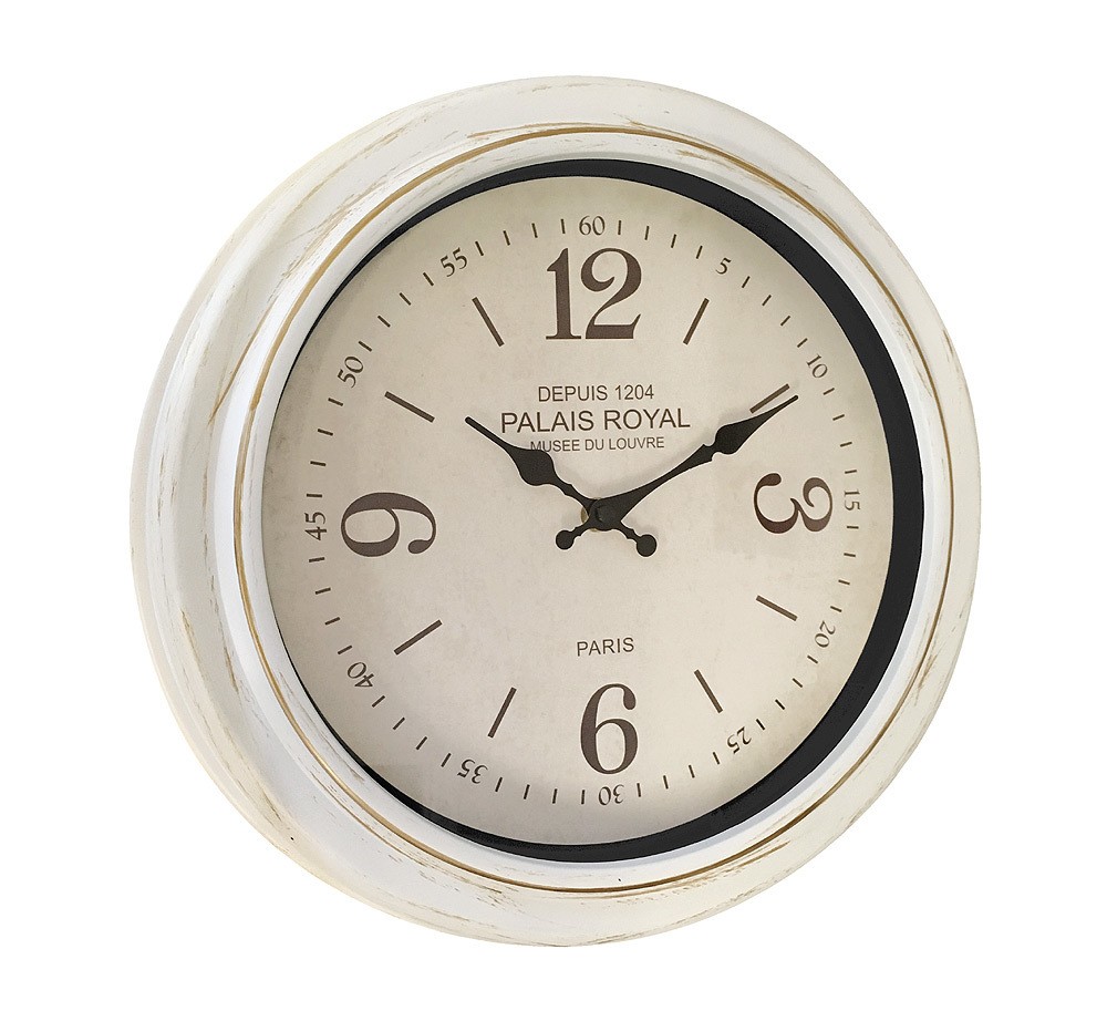Wanduhr Paris Musee du Louvre Shabby Chic Vintage Antik-Stil Weiß 35cm Wanduhr Paris Musee du Louvre Shabby Chic Vintage Antik-Stil Weiß 35cm