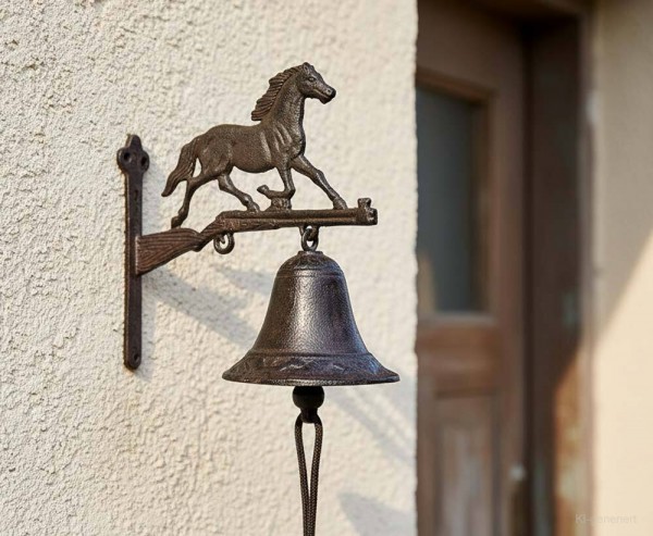 Türglocke Pferd Glocke Rustikal Gusseisen Landhausstil Antik-Stil Braun