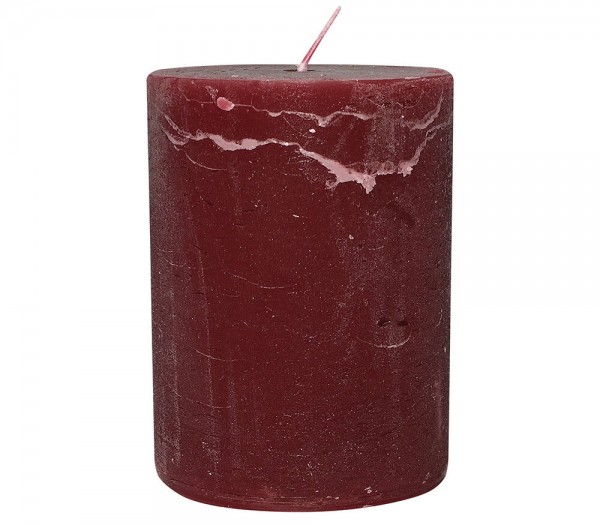 4 Rustic Stumpenkerzen Premium Kerze Dunkelrot 7x10cm - 45 Std Brenndauer