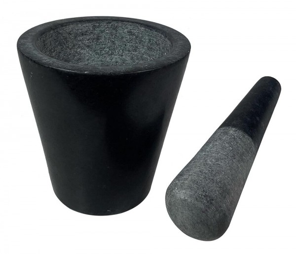 Mörser und Stößel Marmor Groß Schwarz Naturstein Steinmörser