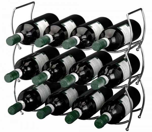 Weinregal Flaschenregal Stapelbar Chrom 3-er Set für 12 Flaschen Metall