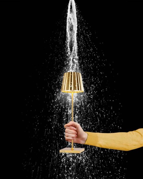 Sompex TROLL 2.0 Tischleuchte Gold Aluminium mit Akku dimmbar Outdoor 38 cm