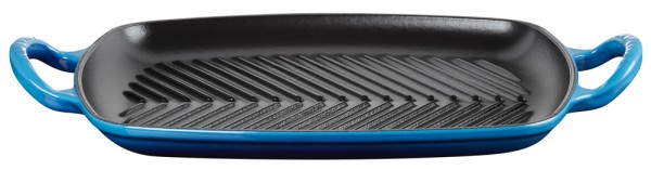 Le Creuset Rechteckige Grillplatte Signature Gusseisen Azure Blau 30cm