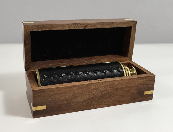 Fernrohr Antik-Stil Messing ausziehbar Holzbox Vintage Fernglas Maritim Pirat