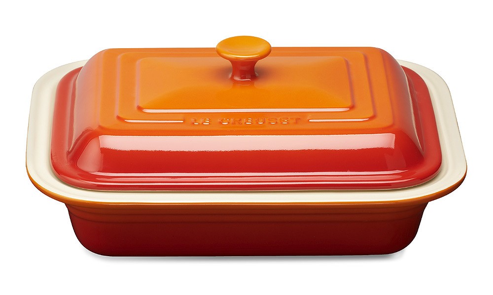 Le Creuset Lasagneform mit Deckel Steinzeug Ofenrot