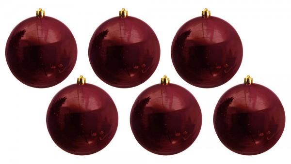Große Christbaumkugeln Dunkelrot 6 Stück wetter- & bruchfest Weihnachten 14cm