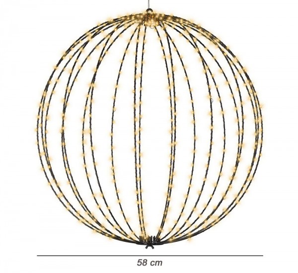 Leuchtkugel Weihnachten zum Hängen LED Kugel Metall Schwarz Stecker Timer Outdoor