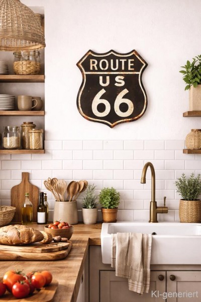 Blechschild ROUTE 66 US Groß Retro Vintage Deko XL Highway Geprägt 40 x 50 cm