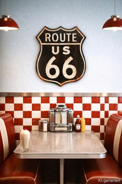Blechschild ROUTE 66 US Groß Retro Vintage Deko XL Highway Geprägt 40 x 50 cm