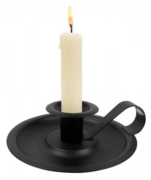 Kerzenhalter mit Henkel Biedermeier Kerzenständer Vintage Metall Schwarz