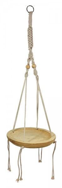 Holzschale zum Hängen Blumenkorb Obstschale Makramee Natur Dekorieren Ø 26,5 cm