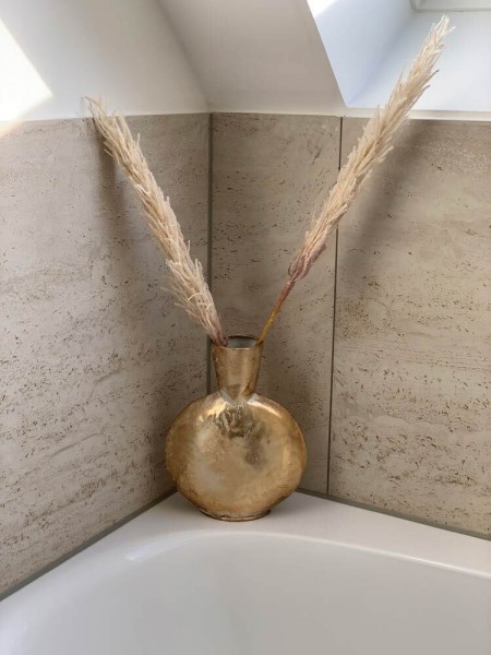 Metall Vase Antik-Gold Blumenvase für Deko Trockenblumen Pampasgras Vintage 27cm
