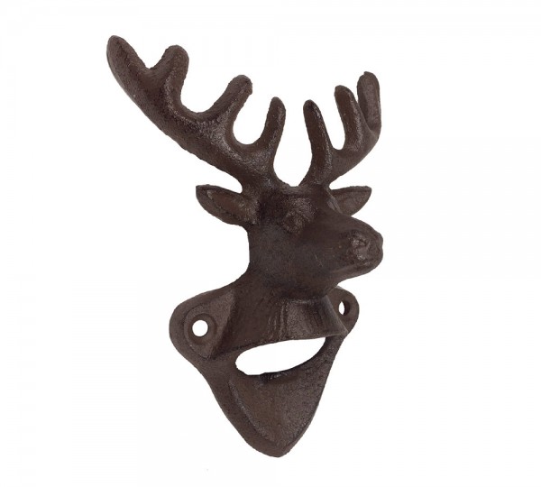 Wandflaschenöffner Hirsch Vintage Flaschenöffner Rustikal Gusseisen Antik-Braun