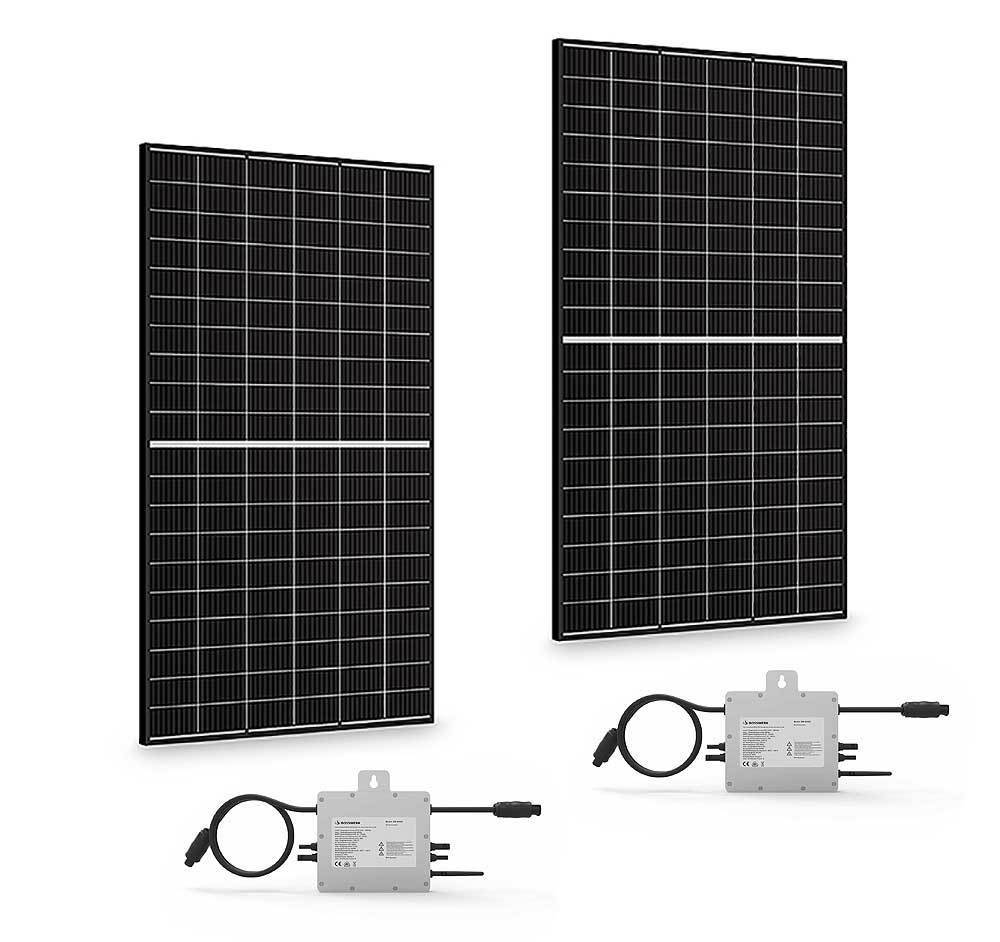 selfPV Solaranlage Balkon 820Wp Balkonkraftwerk 2x Solarmodul, 2x Wechselrichter selfPV Solaranlage Balkon 820Wp Balkonkraftwerk 2x Solarmodul, 2x Wechselrichter