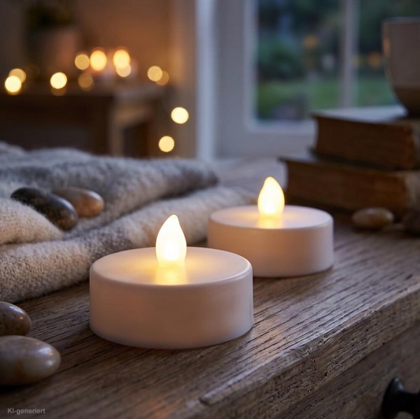 LED Teelichter Groß 8 Stück mit Flacker-Effekt Batterie Maxi Warmweiß