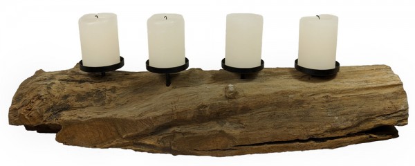 Adventskranz Holz länglich Teakholz 4 Kerzenhalter Natur Tischleuchter