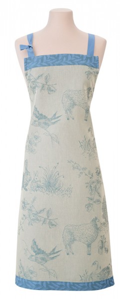 Le Jacquard Français Schürze Joséphine Myosotis Blau 90x96 Baumwolle