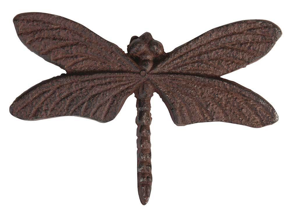 Libelle Figur Gartenfigur Gusseisen Braun Wanddeko Dekofigur Antik-Stil