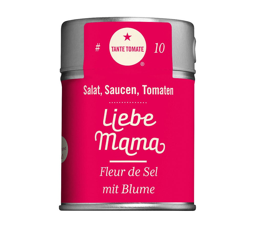 Tante Tomate - LiebeMama - Fleur de Sel mit Blume 50g Tante Tomate - LiebeMama - Fleur de Sel mit Blume 50g