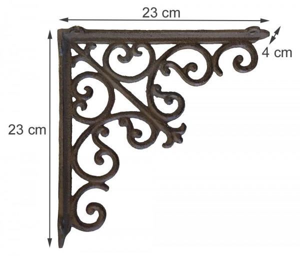 Regalhalterung Antik-Stil Gusseisen Groß Regalwinkel Regalträger Braun 23x23 cm